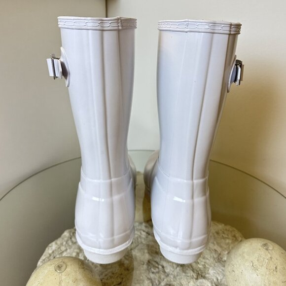 HUNTER Original Short Gloss Waterproof Rain Boot in Light Gray Size US 8 - Picture 4 of 6